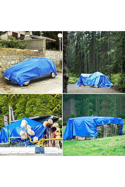 Avex Waterproof tarpaulin with metal eyelets, size 4.0m x 6.0m, density 80g/m2, blue color