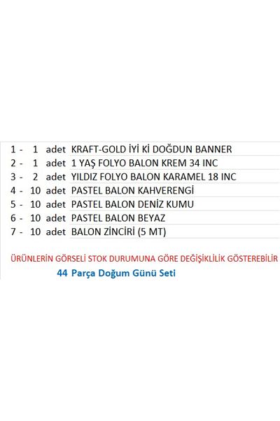 ZENVİVA Kraft Gold Banner 1 Year Old Brown -White Concept Birthday Set
