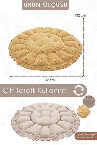 mordesign Çift Taraflı Teddy Kumaş Bebek Yatağı ve Oyun Halısı, Babynest, Oyun Halısı, Morteddy Bloom Serisi