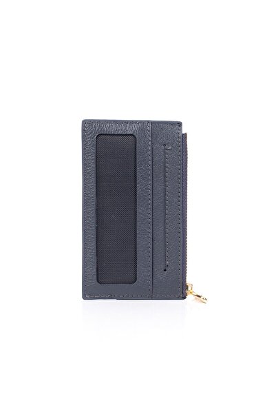 gio&mi Davin Genuine Leather Coin Zipper Women's Men's Wallet Card Holder Dark Gray
