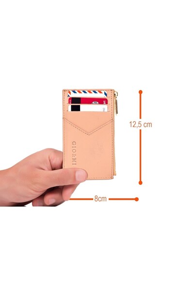 gio&mi Seth Genuine Leather Coin Zippered Women's Men's Wallet Card Holder Powder