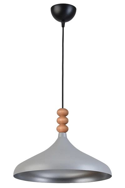 Modavize Nil Modern Design Wooden Detailed Metal Cafe - Kitchen Gray Color Single Chandelier (35 cm)