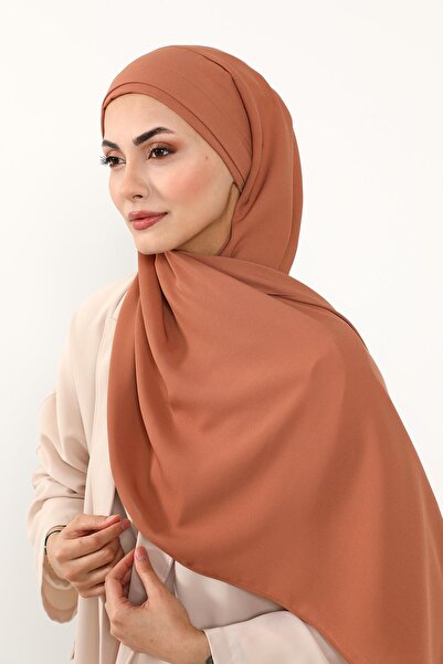 Aisha's Design Πρακτικό σάλι από κρεπ με πλισέ στο μπροστινό μέρος, PS-54, ανοιχτό κανέλα