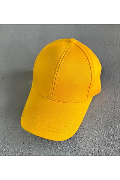 CapZone Hat Baseball Cap Flat Hat Unisex Model Adjustable Velcro on the Back Yellow