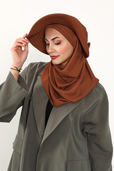 Aisha's Design Πρακτικό τουρμπάνι από κρεπ με αποσπώμενο καπέλο με φιόγκο στην πλάτη, SS-9, Πλακάκι