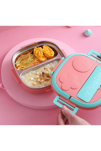 ROSECENTERBAZAAR 304 Portable Stainless Steel Lunch Box Food Container, Baby Kids Student (Imported)