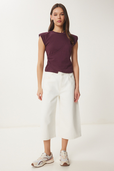 Lovelyİstanbul Βαμμένη ασύμμετρη πλεκτή μπλούζα DAMSON LCR0064