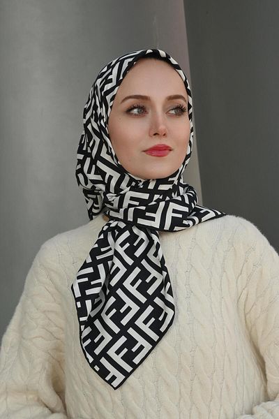 Pull Scarfs Φουλάρι F Pattern Twill - Μαύρο