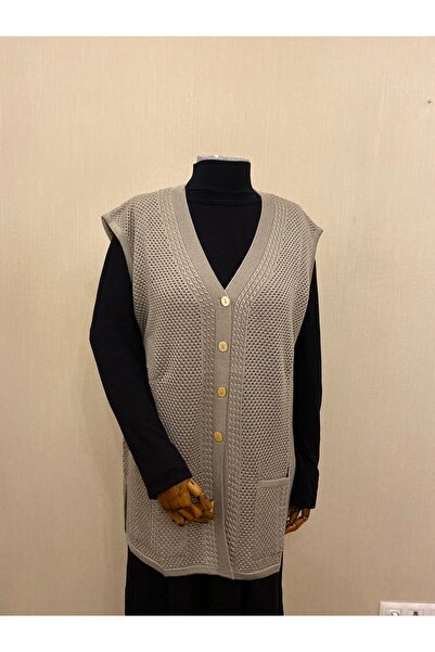 Nacar Büyük Beden 100-130kg Anne Merserize Yelek/kum