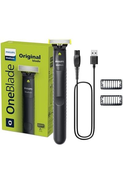 Philips OneBlade QP1424/10 | Trim, Edge & Shave Any Length | 2 Stubble Combs, Dual-Sided Blade | Wet
