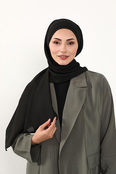 Aisha's Design شال عملي من الكريب بتصميم مطوي من الأمام، PS-54