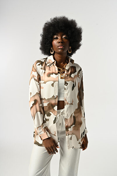 Orfeo Negro Жіноча сорочка з мішаним візерунком та оверсайз кроєм