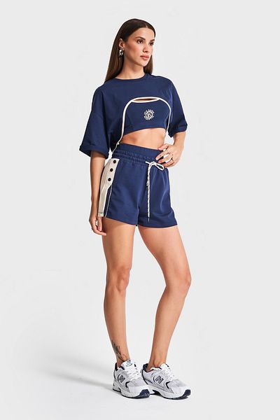its basic Women Dark Blue Color S6-56 Shorts Sportsman Braletli T-Shirt 3 Kit Kombin