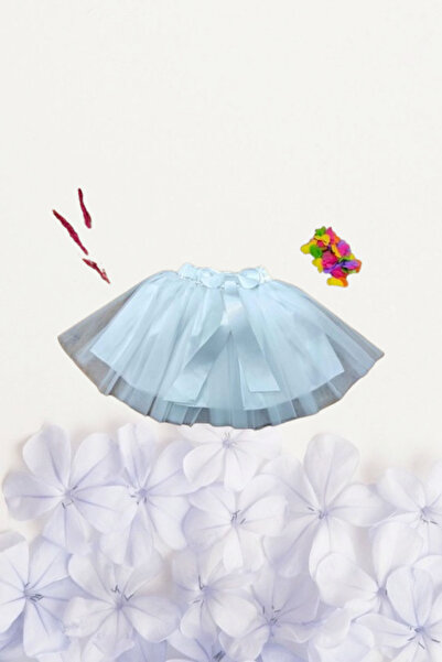 Nacar Kız Çocuk 23 Nisan 19 Mayıs Fiyonklu Hayal Kısa Tütü Tüllü Gösteri Beyaz Etek R24