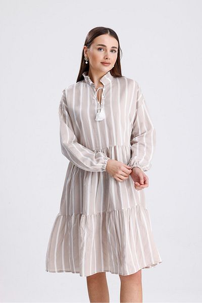 ikomteks Rochie cu dungi cu detaliu din dantela