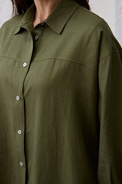 QANU Linen Short Shirt Green
