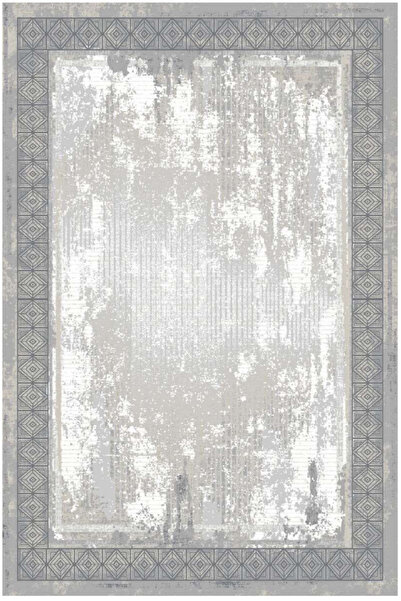 LUXESS HALI Linea Halı Klasik 23307a Antrasit Çerçeveli Vintage Antialerjik H...