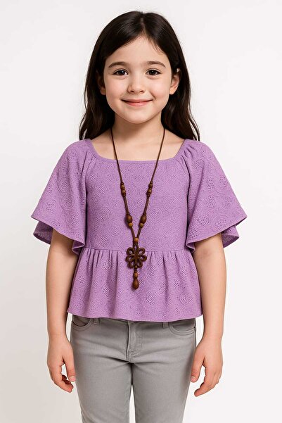 Elayza Κορίτσια - Σετ ελαστική μέση, μανίκια νυχτερίδα, πλεκτή μπλούζα και παντελόνι Gabardine