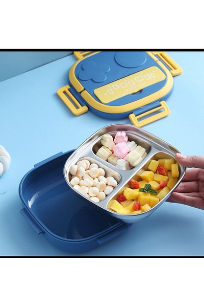 ROSECENTERBAZAAR 304 Portable Stainless Steel Lunch Box Food Container, Baby Kids Student (Imported)