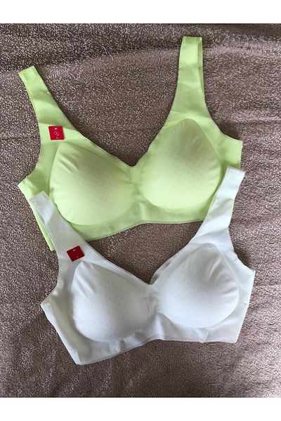 MEBA Laser Cut V-Neck Seamless Wire-Free Sports Bra Non-Marking Ghost 2-Piece Bra -3312