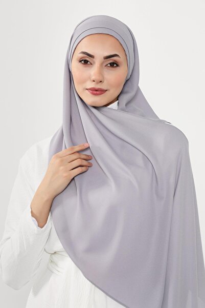 Aisha's Design Önü Pileli Tasarım Krep Pratik Şal,PS-54,Gri