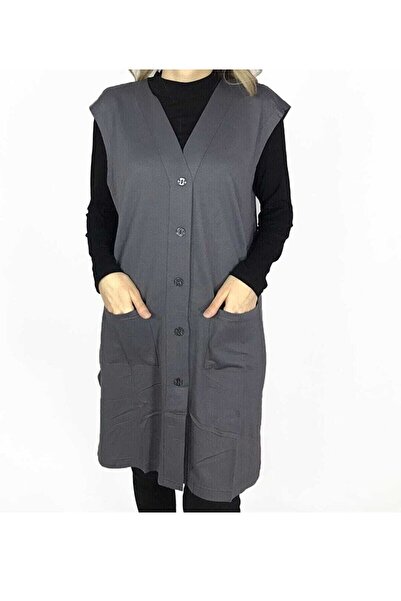 Nacar Kadın Uzun Cepli Penye Anne Tunik Yelek K002 Ucty002