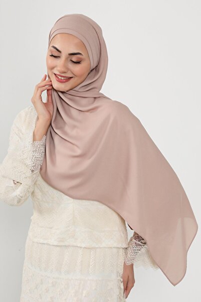 Aisha's Design Πρακτικό σάλι από κρεπ με πλισέ στο μπροστινό μέρος, PS-54, ανοιχτό βιζόν