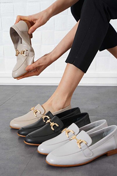 Moda Pie Losten Tokalı Натуральна шкіра Жіночі балетки Кам'яна шкіра