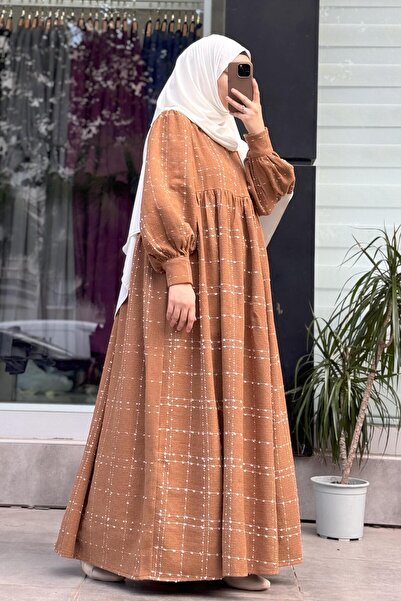 ANDE Şanel Kışlık Elbise- Camel