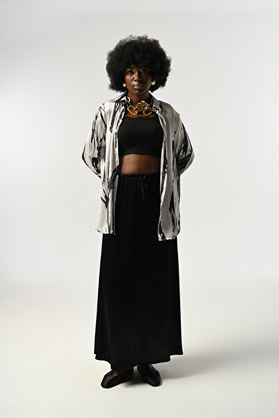 Orfeo Negro Women's Striped Patterned Oversize Cut Shirt