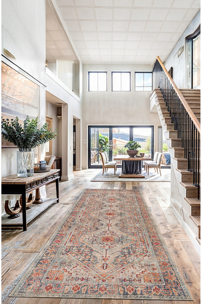 BigArts Home Şönil Kaymaz Tabanlı Salon Mutfak Kilim Yuvarlak Yolluk Antre Ot...