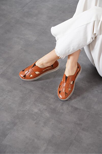 Moda Pie Pantofi de damă din piele naturală Qato Window piele bronzată