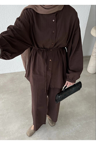 My Blog Barna Vanessa 100% pamut derékba kötött léggömb ujjú szett - 039