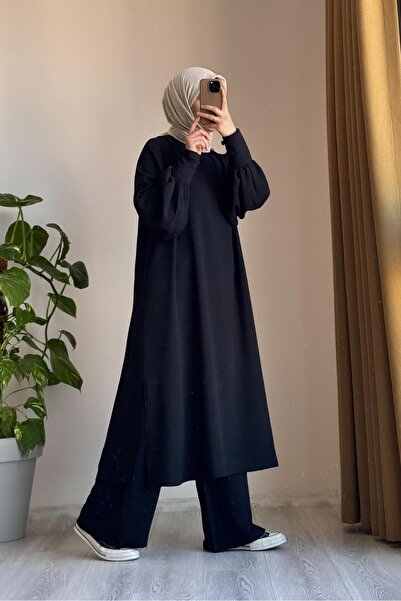 ANDE Manşet Detaylı Pantolonlu Takım- Siyah