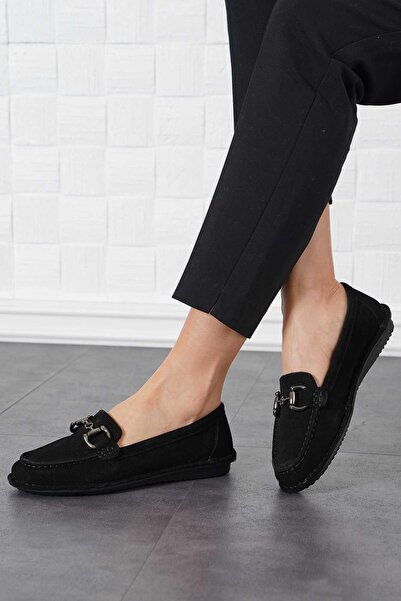 Moda Pie حذاء باليرينا نسائي من الجلد الطبيعي من كيفار باللون الأسود من جلد ا...