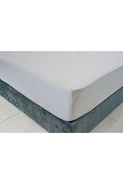 Gentelle 5-star Hotel Quality Striped Fitted Sheet – 250tc (WHITE) - Single Size 90x200cm