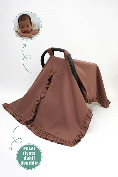 mordesign Baby Stroller Cover, Multi-Purpose Newborn 100% Cotton Ruffle Cover, Ruffle Series Brown