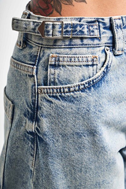 its basic Blugi de damă T.Kot Color Lotus 4s5-32 Super Baggy Fit 100% denim cu detaliu curea din bumbac