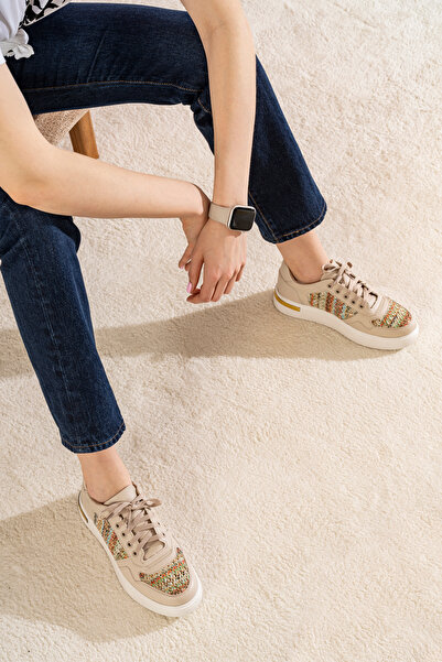 Mulini Straw Patterned Summer Cream Women's Sneaker