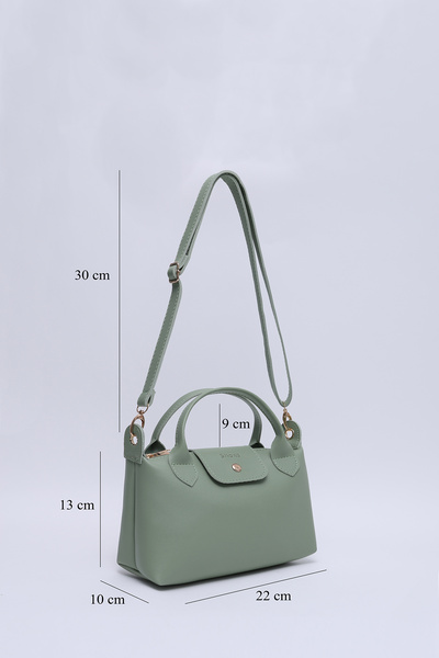 SHAKA Mint Green Shk135 Faux Leather, Single Compartment, Double Strap Hand, Arm and Cross Shoulder Bag