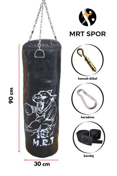 Mrt 90x30 Cm Geniş Kum Torbası Boks Bandajı  Dolu Tavan Apartı Hediyeli Üründür