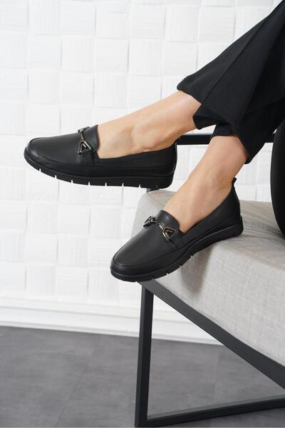 Moda Pie Pantofi de damă din piele naturală cu cataramă triunghiulară Kesha p...