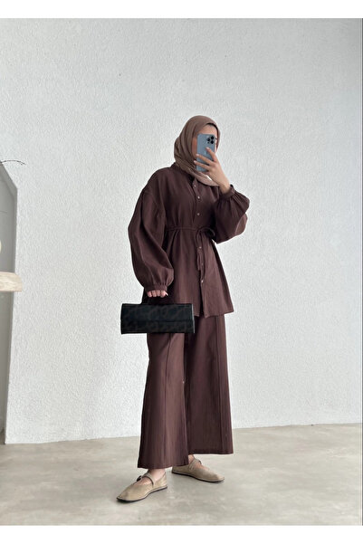 My Blog Barna Vanessa 100% pamut derékba kötött léggömb ujjú szett - 039