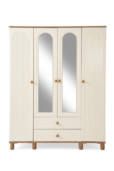 AYDINEV BOHEM MDF 4 KAPILI DOLAP-EKRU/CEVİZ