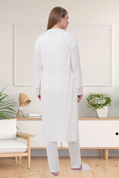 Mecit Pijama Cotton & Viscose, Maternity & Maternity Pajama Set with Dressing Gown