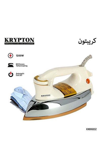 KRYPTON Heavy Dry Iron With Non-stick Teflon Plate, Adjustable Temp, Overheat Protection – Easy Glide