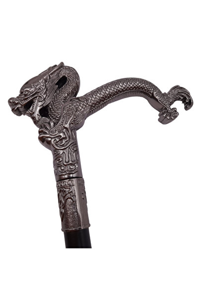 Depox IdeallStore® decorative cane, Dragon Stance, metallic, inner sword, 90.5 cm, black