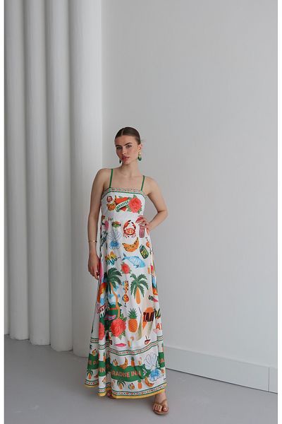 LOISY Rochie de vacanță lungă pentru femei cu bretele de vară (marin).