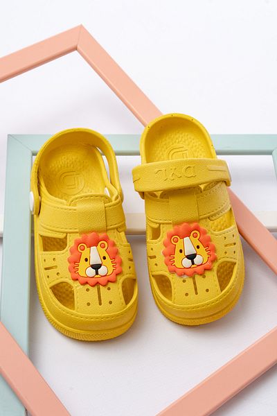 saramary Yellow Children's Daily Orthopedic Non-Slip Sole Animal Figured Sandals Slippers