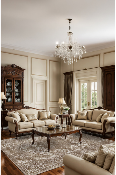 BigArts Home Toprak Tonlu Vintage Şönil Salon Halısı, Yuvarlak Halı, Yolluk v...